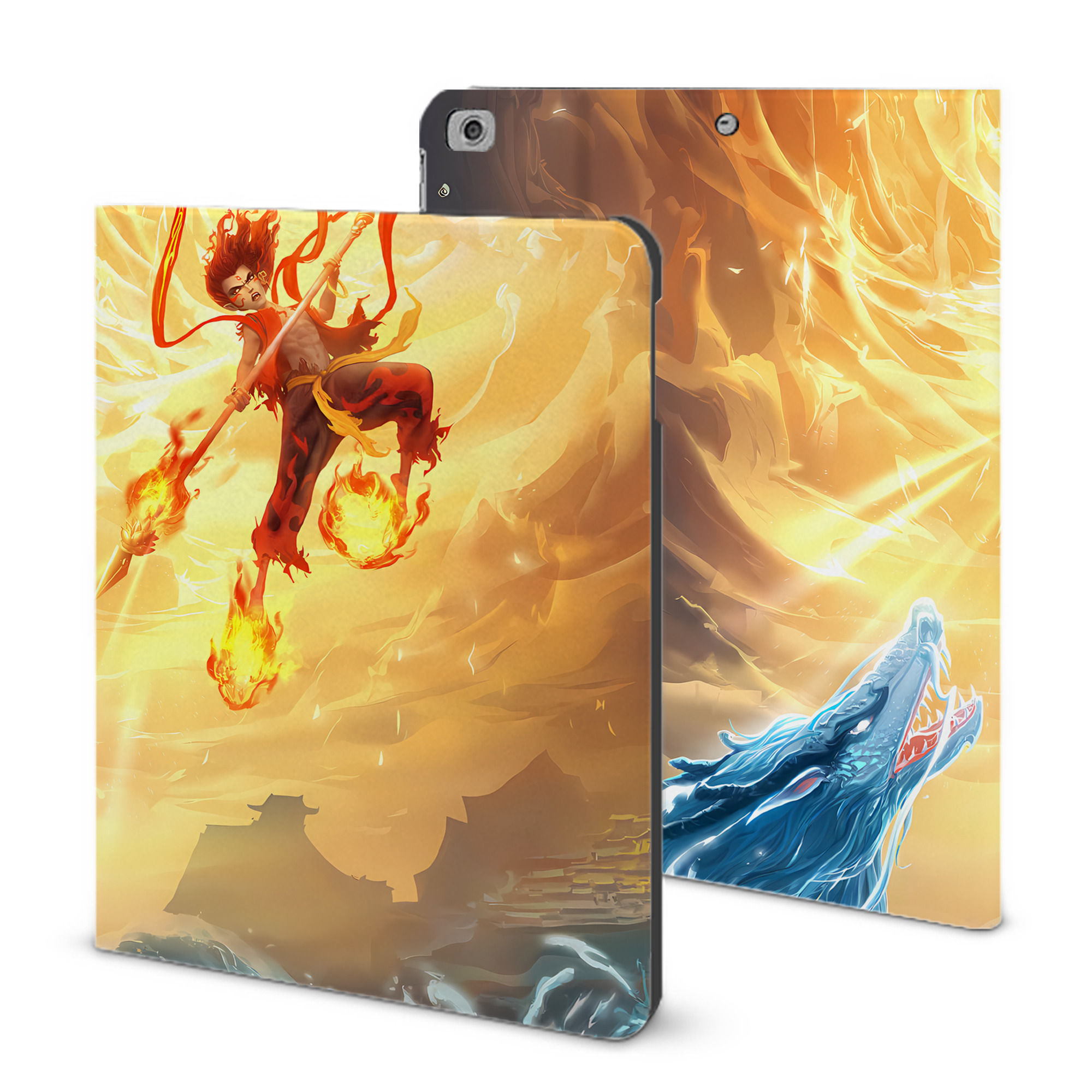 （画像用） Ne Zha 2 ナタ 魔童の大暴れ IPad ケース ブック型 PUレザー TPU 耐衝撃 軽量 薄型 ペン収納なし 全面保護 IPad 各モデル対応